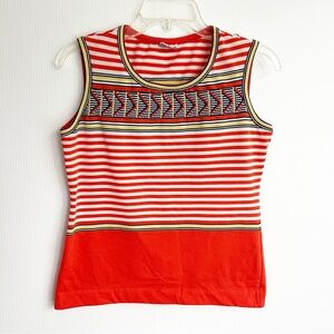 Vintage 1970s Bodin Knits Stretch Orange Tank Top